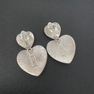 YSL Silver Monogram Medallion Clip-On Earrings