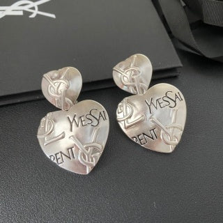 YSL Silver Monogram Medallion Clip-On Earrings