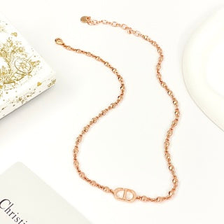 Dior CD Rose Gold Signature Chain Necklace