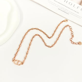 Dior CD Rose Gold Signature Chain Necklace