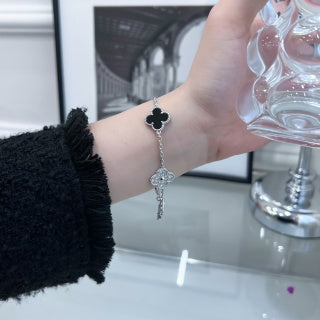 Van Cleef & Arpels Alhambra 5-Motif Bracelet in Black Onyx with Diamond Accents