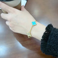 Van Cleef & Arpels Turquoise and Diamond Alhambra 5-Motif Bracelet