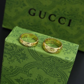 Gucci Interlocking G Engraved Wide Band Ring