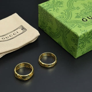 Gucci GG Pattern Engraved Wide Band Ring