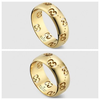 Gucci GG Pattern Engraved Wide Band Ring