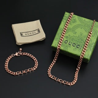 Gucci Bold GG Script Rose Gold Chain Bracelet