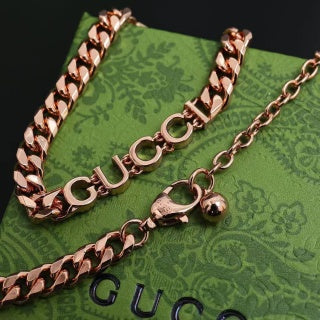 Gucci Bold GG Script Rose Gold Chain Bracelet