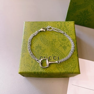 Gucci GG Horsebit Link Silver Chain Bracelet