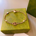 Gucci GG Pearl Accent Rose Gold Chain Bracelet