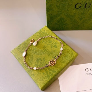Gucci GG Pearl Accent Rose Gold Chain Bracelet