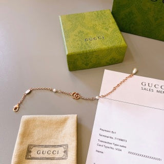 Gucci GG Pearl Accent Rose Gold Chain Bracelet