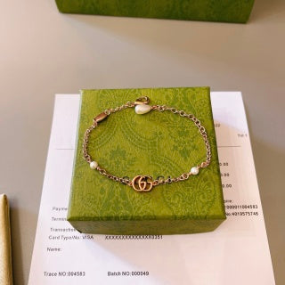 Gucci GG Pearl Accent Rose Gold Chain Bracelet