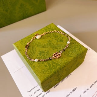 Gucci GG Pearl Accent Rose Gold Chain Bracelet