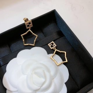 Fendi Stella FF Geometric Star Drop Earrings