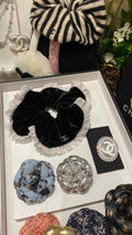 Chanel Black Velvet Bow Scrunchie – Elegant Luxury Hair Accessory