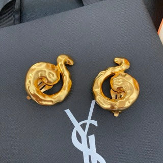 YSL Organic Spiral Gold Clip-On Earrings