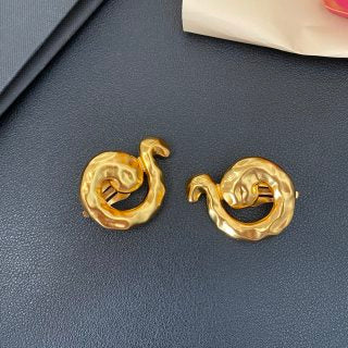 YSL Organic Spiral Gold Clip-On Earrings