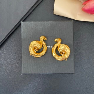 YSL Organic Spiral Gold Clip-On Earrings