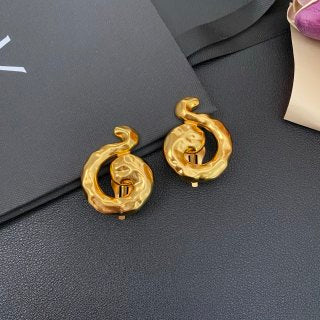 YSL Organic Spiral Gold Clip-On Earrings