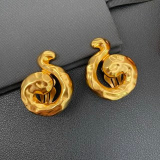 YSL Organic Spiral Gold Clip-On Earrings