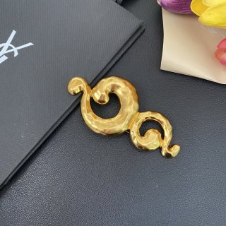 YSL Sculpted Spiral Gold Statement Brooch