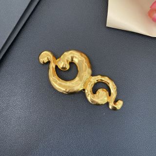 YSL Sculpted Spiral Gold Statement Brooch