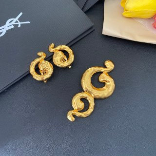 YSL Sculpted Spiral Gold Statement Brooch