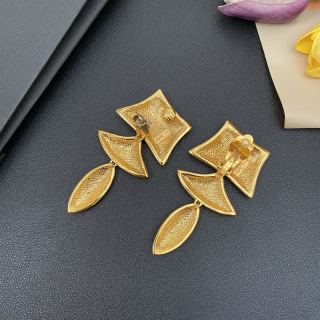 YSL Textured Gold Sculptural Drop Clip-On Earrings