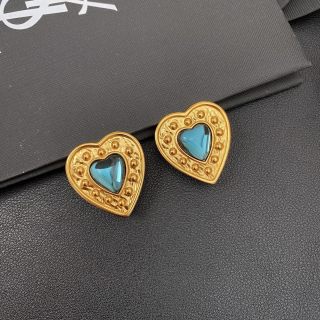 YSL Turquoise Heart Medallion Clip-On Earrings