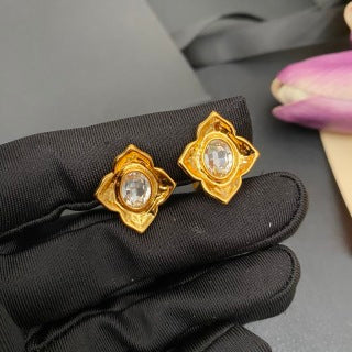 YSL Crystal Cushion Frame Clip-On Earrings