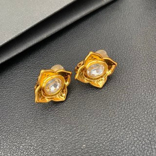 YSL Crystal Cushion Frame Clip-On Earrings