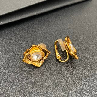 YSL Crystal Cushion Frame Clip-On Earrings