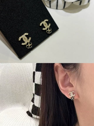 Chanel Crystal CC Bow Stud Earrings – Elegant Luxury Fashion Jewelry