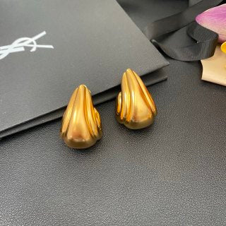 YSL Fluid Gold Teardrop Sculptural Earrings