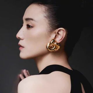 YSL Twisted Knot Gold Silver Clip-On Earrings