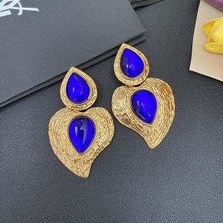 YSL Gemstone Teardrop Medallion Clip-On Earrings