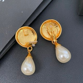 YSL Pearl Halo Teardrop Clip-On Earrings