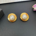 YSL Pearl Medallion Gold Clip-On Earrings