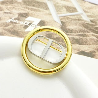 Dior CD Round Medallion Gold Brooch