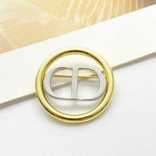 Dior CD Round Medallion Gold Brooch