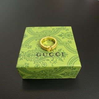 Gucci GG Pavé Crystal Gold Band Ring