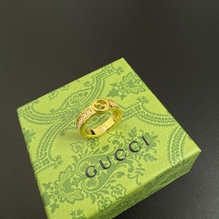 Gucci GG Pavé Crystal Gold Band Ring