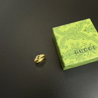 Gucci GG Pavé Crystal Gold Band Ring