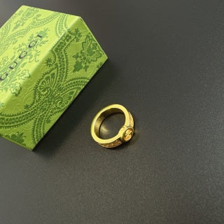 Gucci GG Pavé Crystal Gold Band Ring