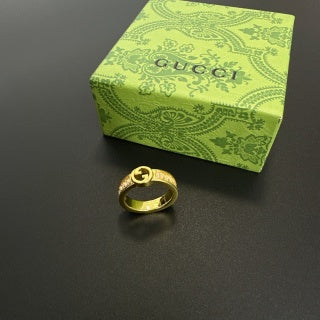 Gucci GG Pavé Crystal Gold Band Ring