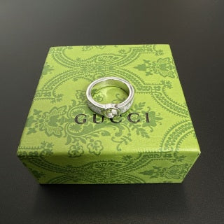 Gucci GG Interlocking Crystal Silver Ring