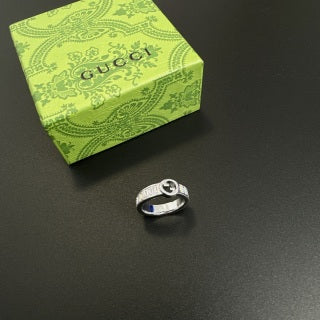 Gucci GG Interlocking Crystal Silver Ring