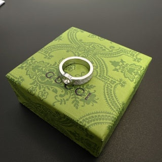Gucci GG Interlocking Crystal Silver Ring