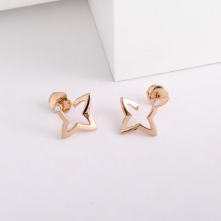 Louis Vuitton Rose Gold Star Outline Stud Earrings