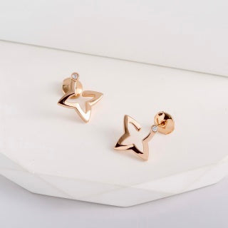Louis Vuitton Rose Gold Star Outline Stud Earrings